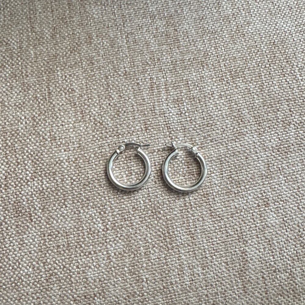 Sterling Silver Hoop Earrings - Classic Silver Hoops - Picture 2 of 4